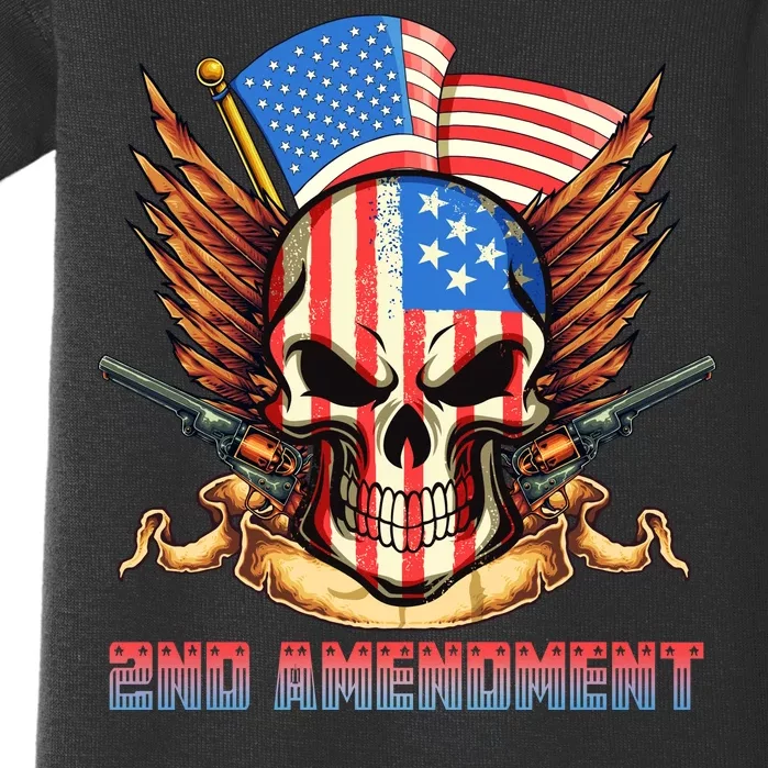 2nd Amendment USA Patriotic Skull Baby Bodysuit