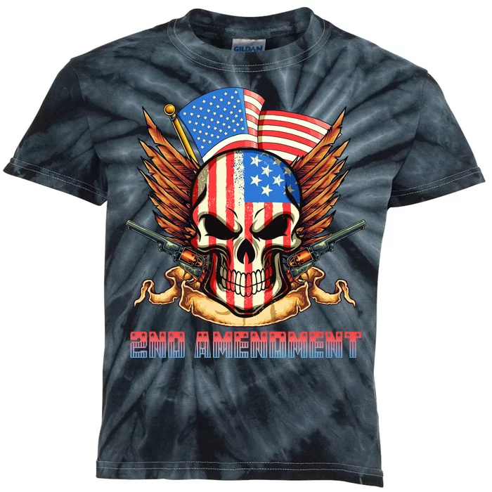 2nd Amendment USA Patriotic Skull Kids Tie-Dye T-Shirt