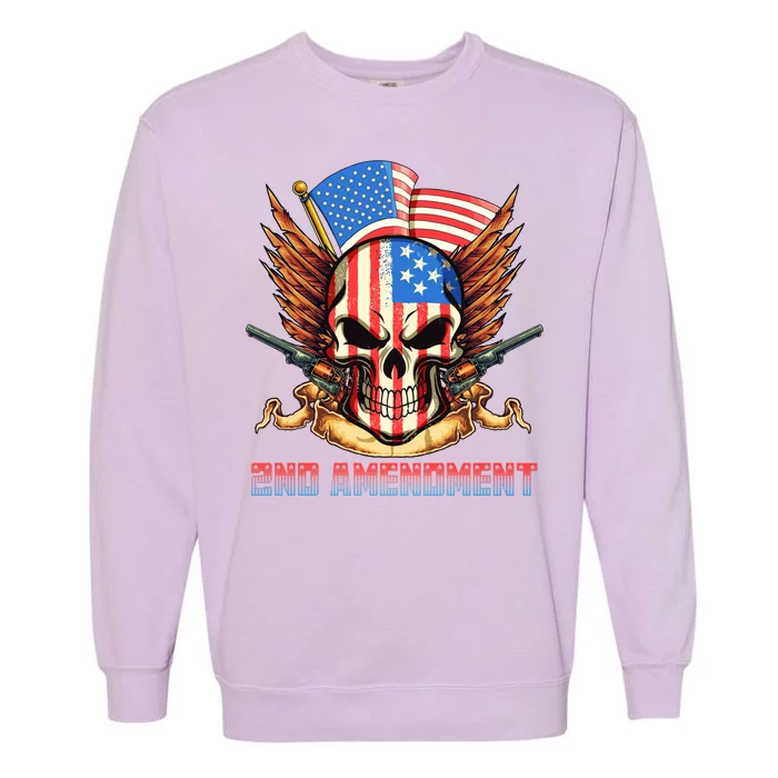 2nd Amendment USA Patriotic Skull Garment-Dyed Sweatshirt