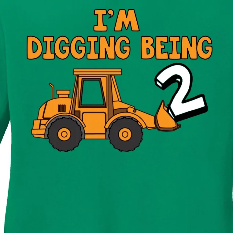 2nd Birthday I'm Digging Being Two Ladies Long Sleeve Shirt