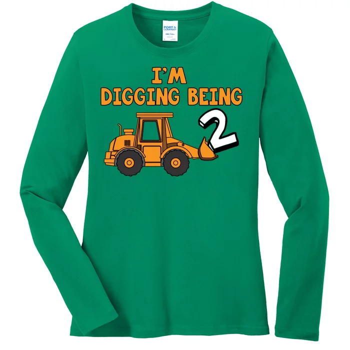 2nd Birthday I'm Digging Being Two Ladies Long Sleeve Shirt