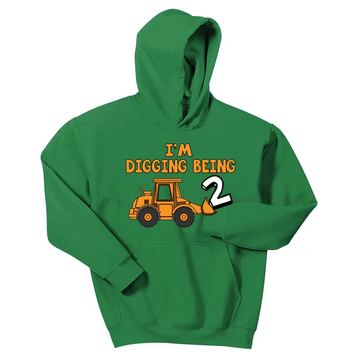 2nd Birthday I'm Digging Being Two Kids Hoodie