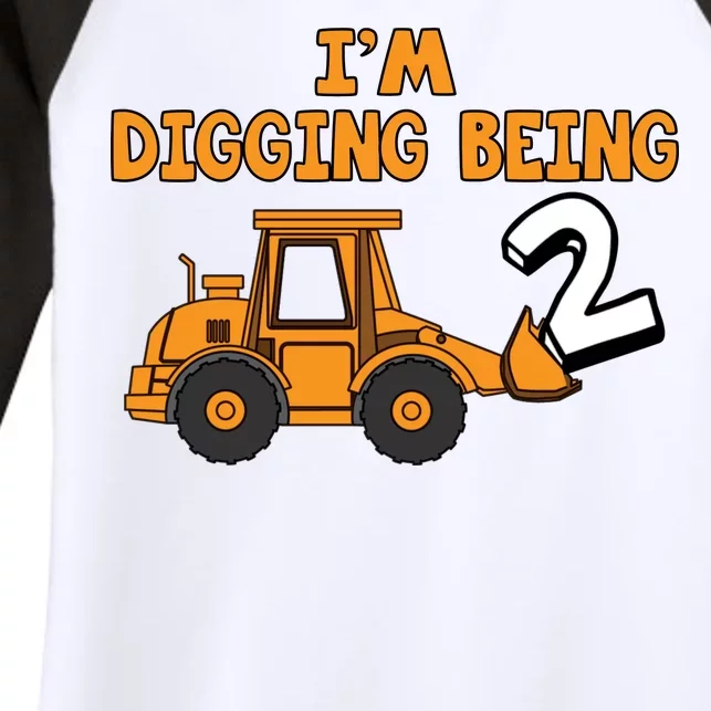 2nd Birthday I'm Digging Being Two Women's Tri-Blend 3/4-Sleeve Raglan Shirt