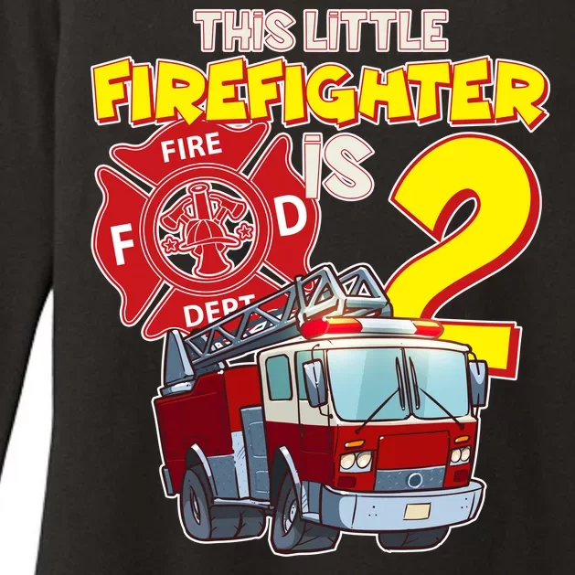 2nd Birthday This Little Firefighter Is Two Womens CVC Long Sleeve Shirt