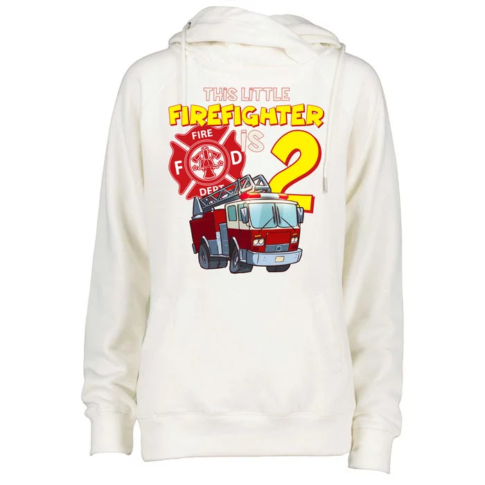 2nd Birthday This Little Firefighter Is Two Womens Funnel Neck Pullover Hood