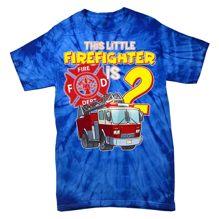 2nd Birthday This Little Firefighter Is Two Tie-Dye T-Shirt