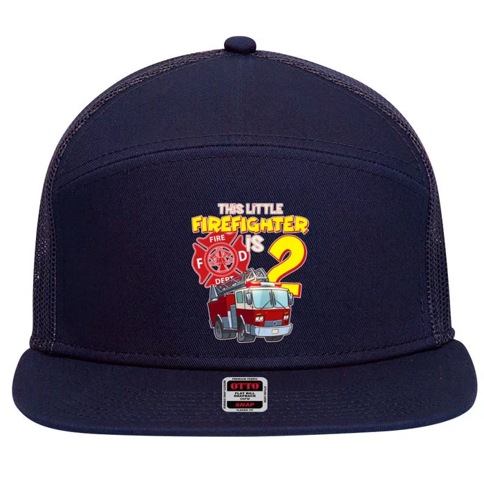 2nd Birthday This Little Firefighter Is Two 7 Panel Mesh Trucker Snapback Hat