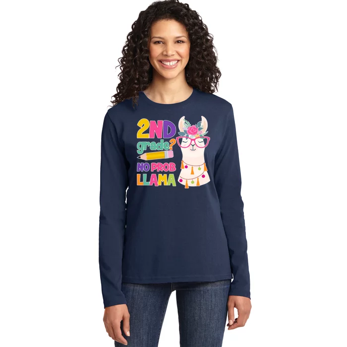 2nd Grade? No Prob Llama Ladies Long Sleeve Shirt