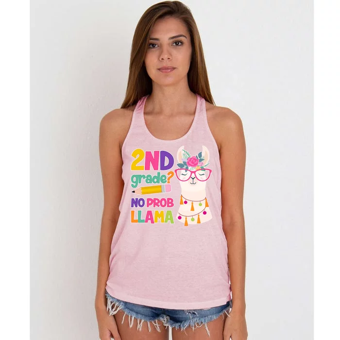 2nd Grade? No Prob Llama Women's Knotted Racerback Tank