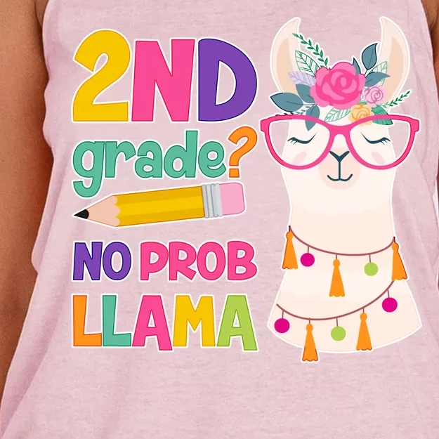 2nd Grade? No Prob Llama Women's Knotted Racerback Tank