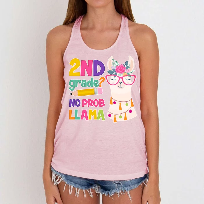 2nd Grade? No Prob Llama Women's Knotted Racerback Tank