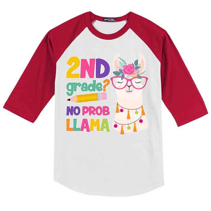 2nd Grade? No Prob Llama Kids Colorblock Raglan Jersey