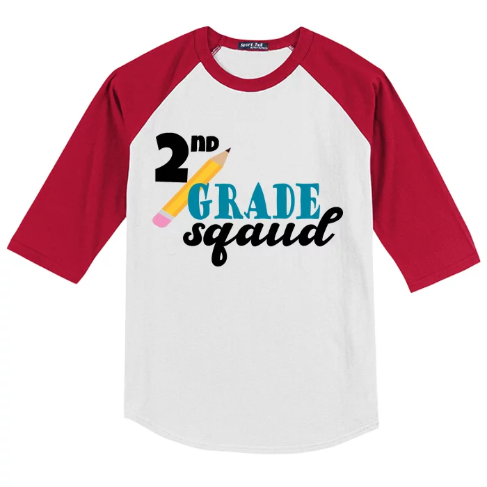 2nd Grade Squad School Pencil Kids Colorblock Raglan Jersey