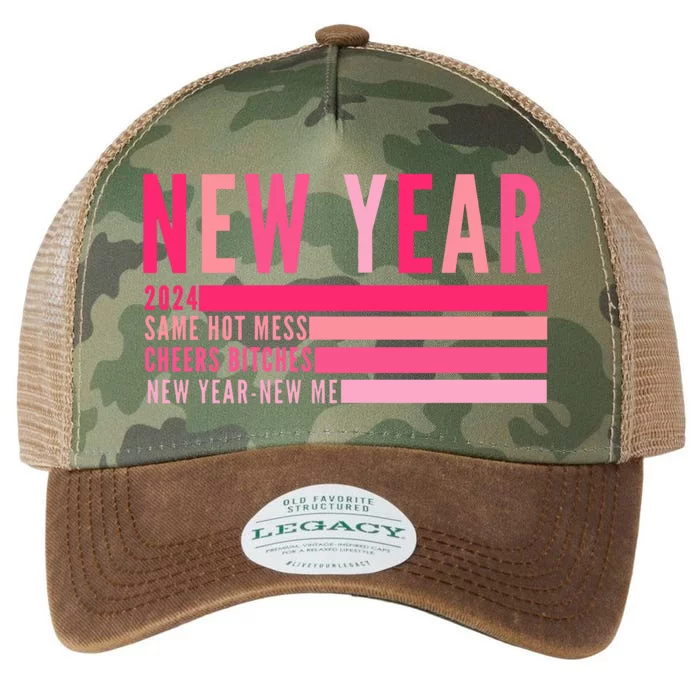 2024 New Year Same Hot Mess Cheers Bitches Gift Legacy Tie Dye Trucker Hat