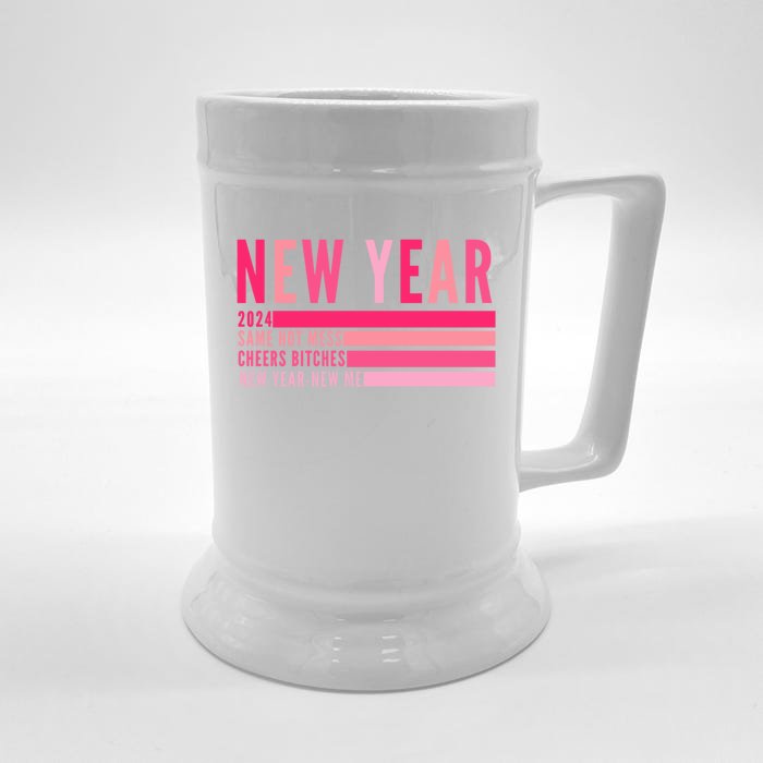 2024 New Year Same Hot Mess Cheers Bitches Gift Front & Back Beer Stein