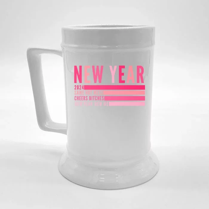 2024 New Year Same Hot Mess Cheers Bitches Gift Front & Back Beer Stein