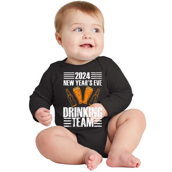 2024 New Year's Eve Drinking Team Fun New Years Party Baby Long Sleeve Bodysuit