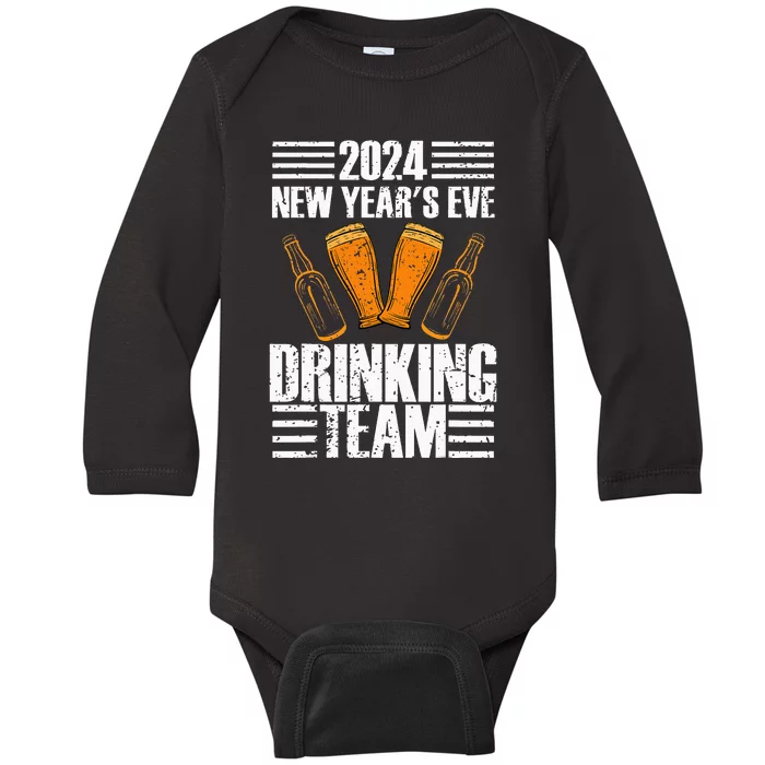 2024 New Year's Eve Drinking Team Fun New Years Party Baby Long Sleeve Bodysuit