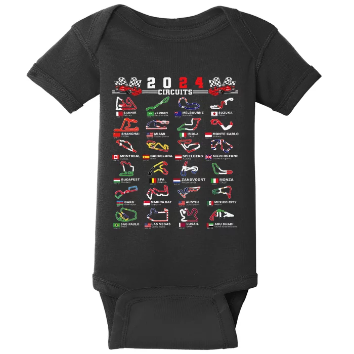 2024 Open Wheel Formula Racing World Circuits Race Tracks Gift Baby Bodysuit