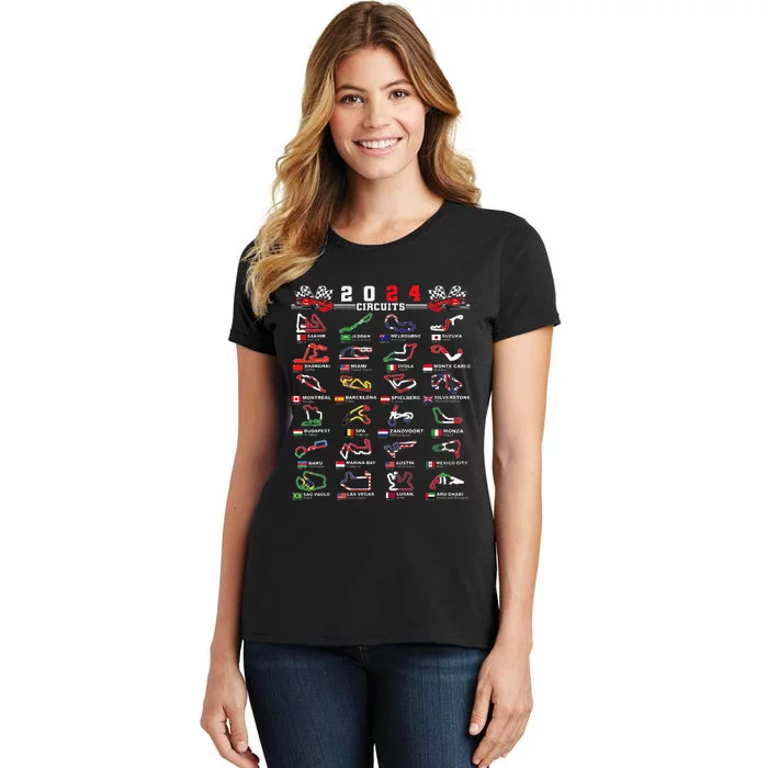 2024 Open Wheel Formula Racing World Circuits Race Tracks Gift Women's T-Shirt