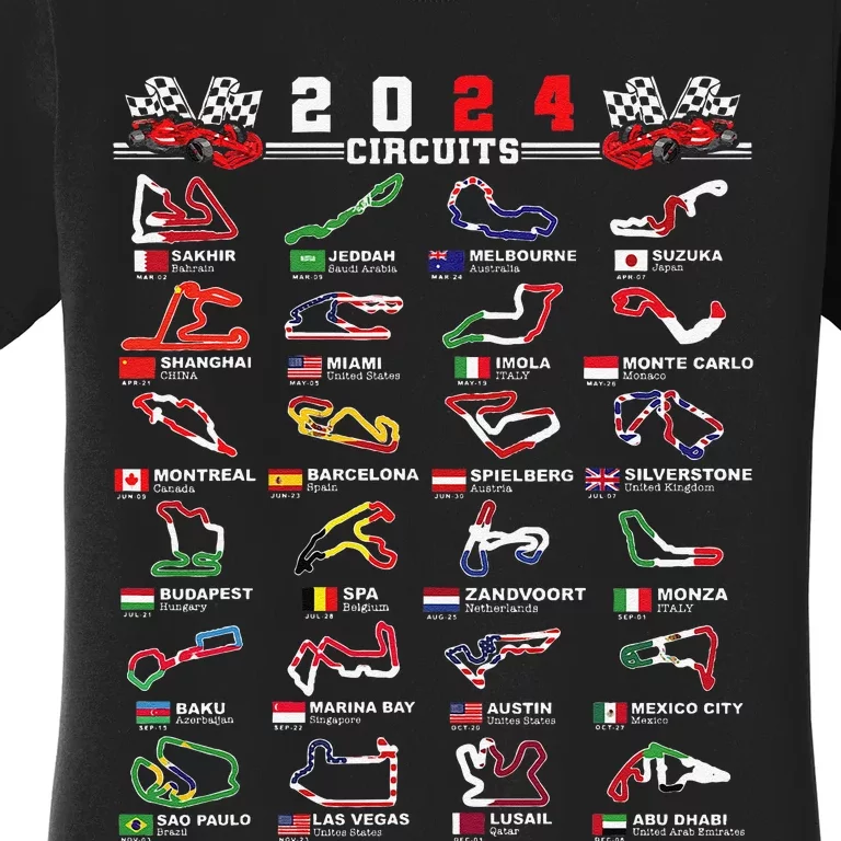 2024 Open Wheel Formula Racing World Circuits Race Tracks Gift Women's T-Shirt