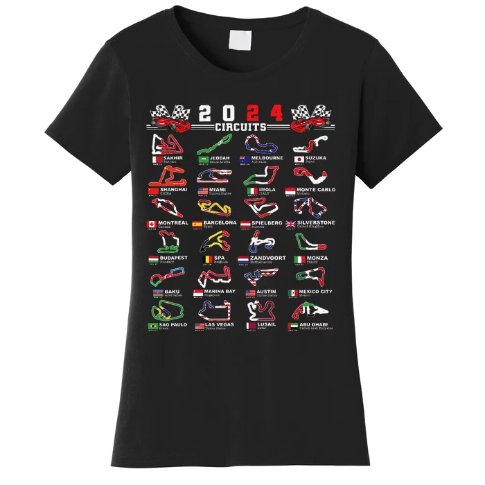 2024 Open Wheel Formula Racing World Circuits Race Tracks Gift Women's T-Shirt