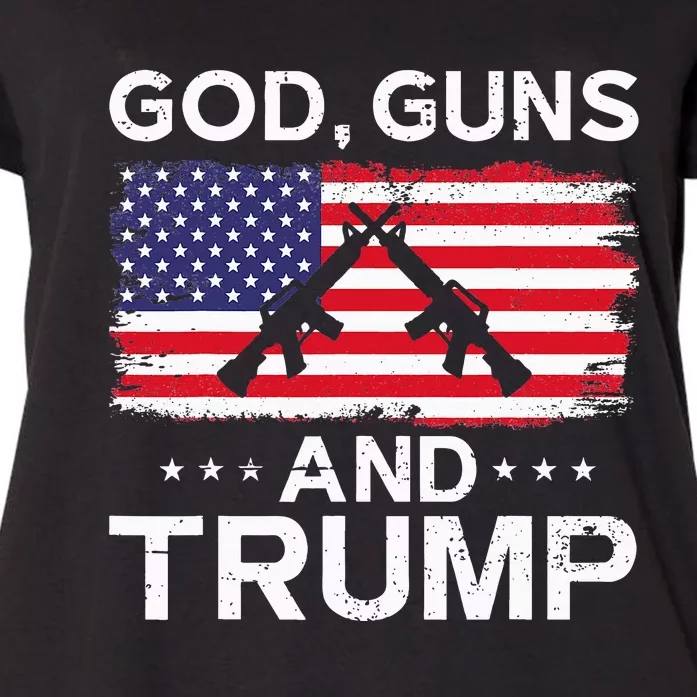 2024 President Donald Trump God Guns And Trump Women's Plus Size T ...