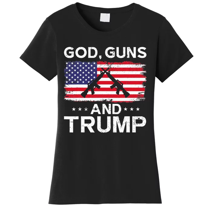 2024 President Donald Trump God Guns And Trump Women's T-Shirt