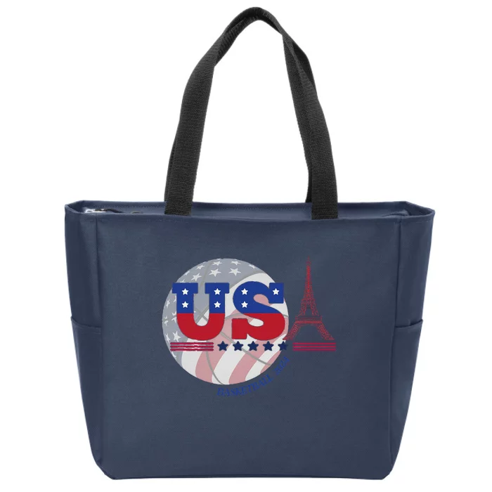 2024 Paris Sport Games Basketball Basket Ball Zip Tote Bag