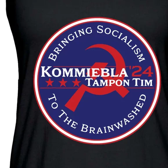 24 Political Satire Kommiebla Tampon Tim Ladies Essential Flowy Tank