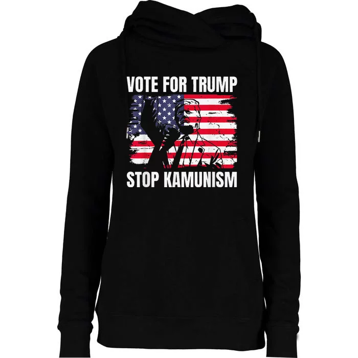 2024 President Vote For Trump Stop Kamunism Save America Womens Funnel Neck Pullover Hood