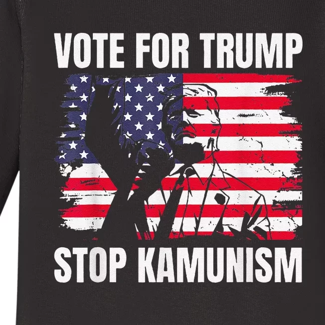 2024 President Vote For Trump Stop Kamunism Save America Baby Long Sleeve Bodysuit