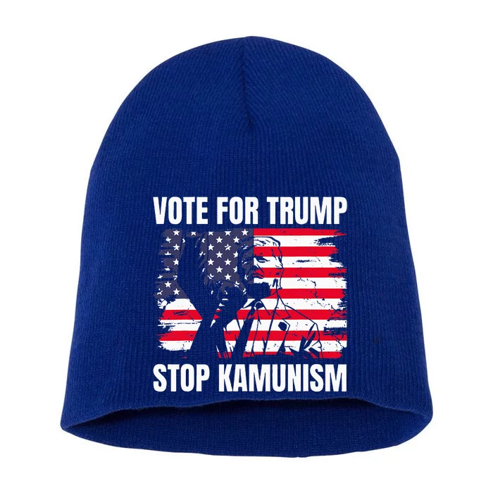 2024 President Vote For Trump Stop Kamunism Save America Short Acrylic Beanie