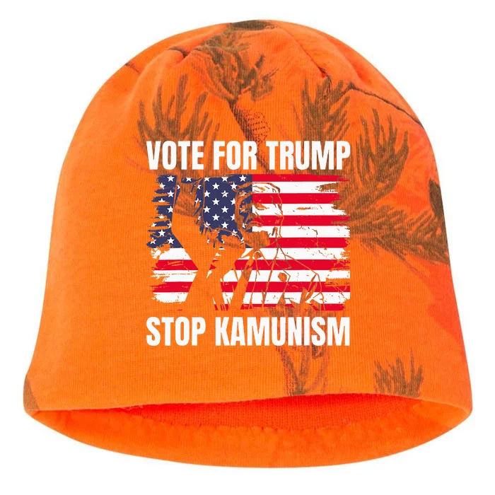 2024 President Vote For Trump Stop Kamunism Save America Kati - Camo Knit Beanie