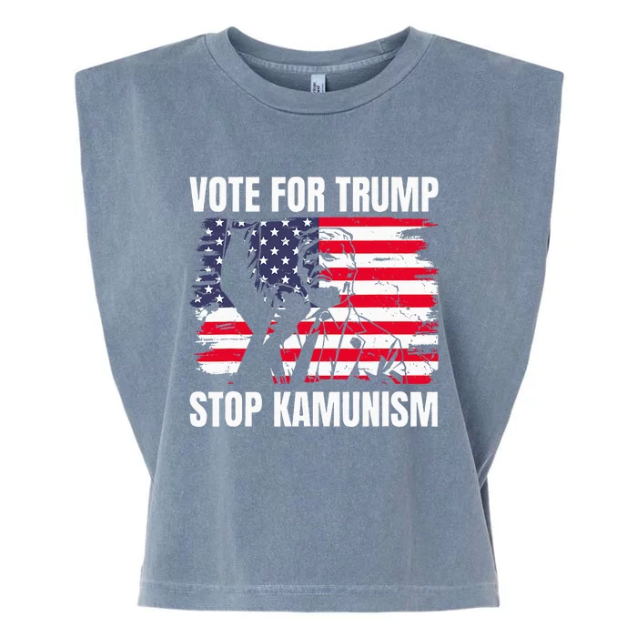 2024 President Vote For Trump Stop Kamunism Save America Garment-Dyed Women's Muscle Tee