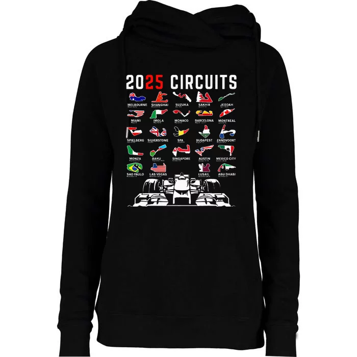 2025 Races Formula Racing Car 2025 Formula Racing Womens Funnel Neck Pullover Hood