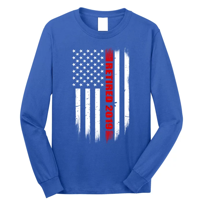 2019 Retired Firefighter Gift Thin Red Line American Flag Gift Long Sleeve Shirt