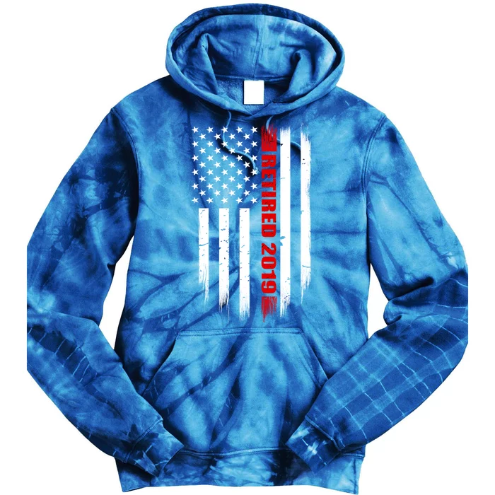 2019 Retired Firefighter Gift Thin Red Line American Flag Gift Tie Dye Hoodie