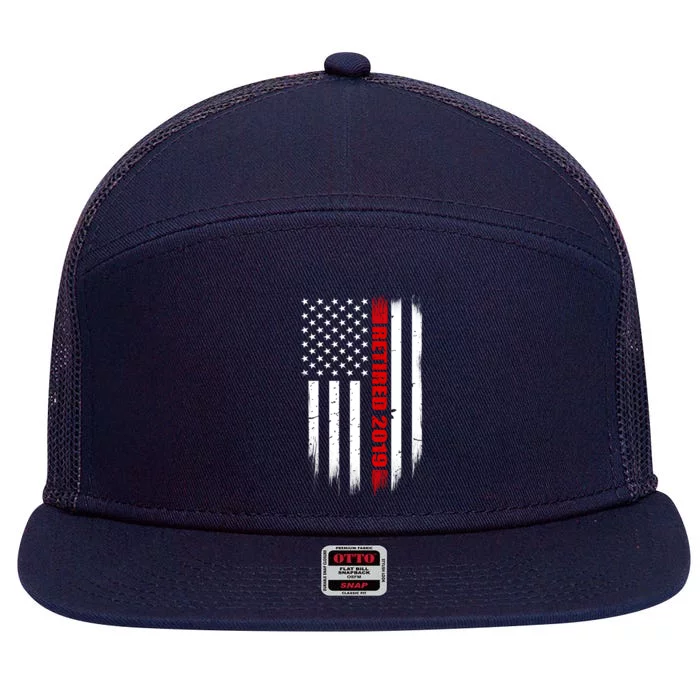 2019 Retired Firefighter Gift Thin Red Line American Flag Gift 7 Panel Mesh Trucker Snapback Hat