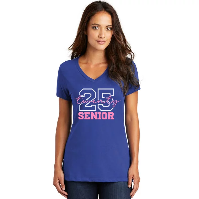 2025 Senior Class Class Of 2025 Seniors Pink School Cool Gift Women's V-Neck T-Shirt