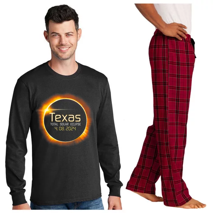 2024 Solar Eclipse Texas Usa Totality Gift Long Sleeve Pajama Set