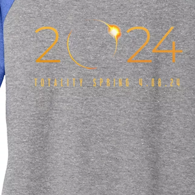 2024 Solar Eclipse American Totality Spring 4.08.24 Women's Tri-Blend 3/4-Sleeve Raglan Shirt