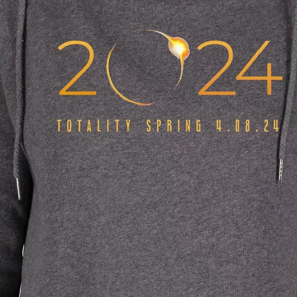 2024 Solar Eclipse American Totality Spring 4.08.24 Womens Funnel Neck Pullover Hood