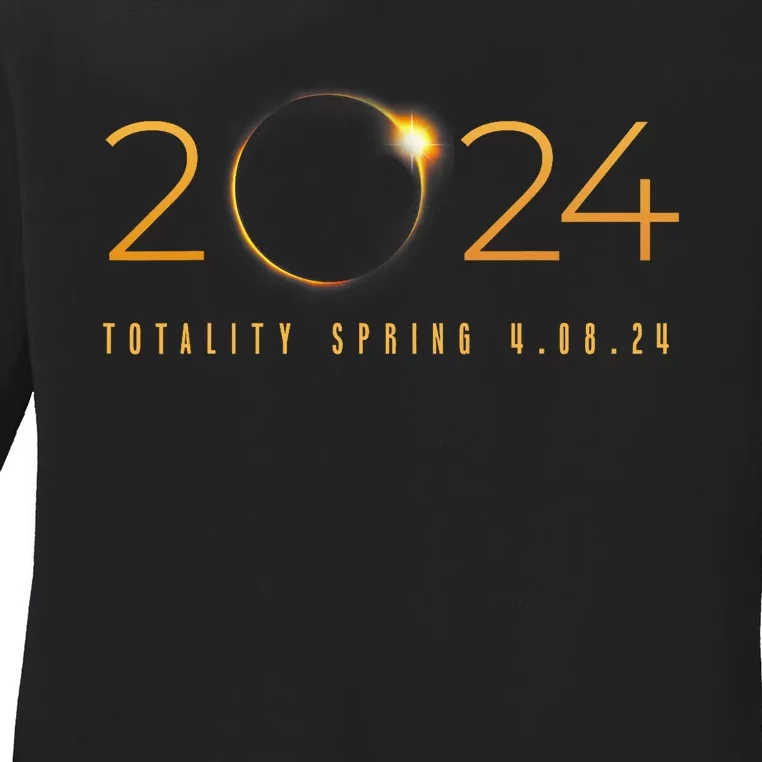 2024 Solar Eclipse American Totality Spring 4.08.24 Ladies Long Sleeve Shirt