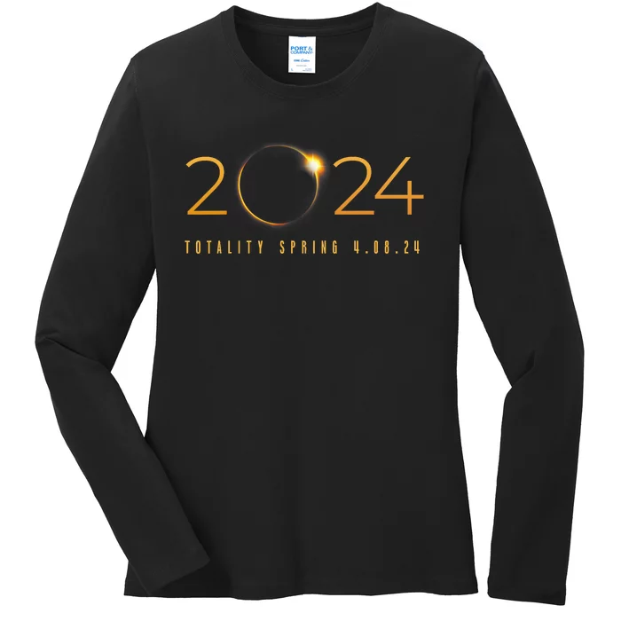 2024 Solar Eclipse American Totality Spring 4.08.24 Ladies Long Sleeve Shirt