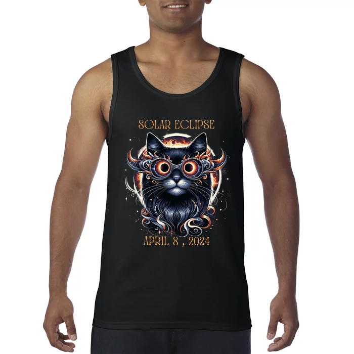 2024 Solar Eclipse Fantasy Cat Wearing Solar Eclipse Glasses Tank Top