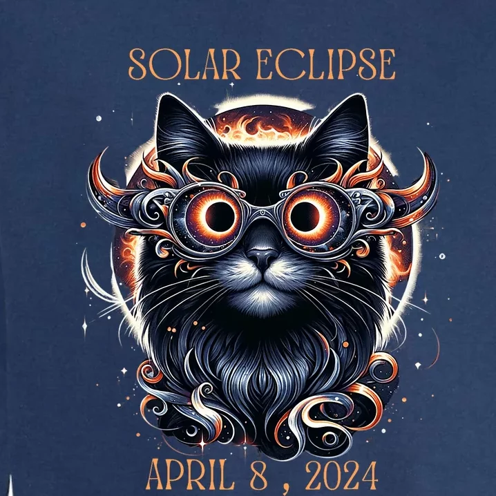 2024 Solar Eclipse Fantasy Cat Wearing Solar Eclipse Glasses Garment-Dyed Sweatshirt