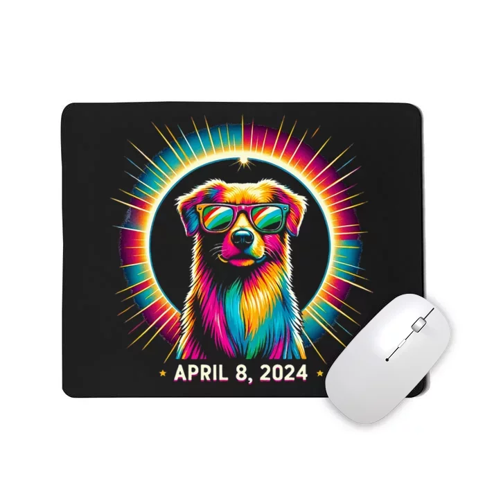 2024 Solar Eclipse dog Wearing Solar Eclipse Glasses Mousepad