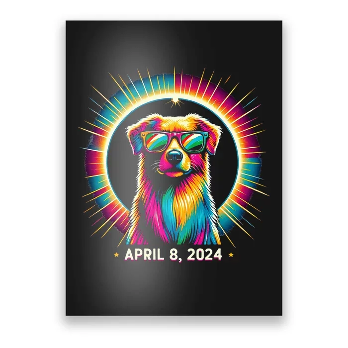 2024 Solar Eclipse dog Wearing Solar Eclipse Glasses Poster