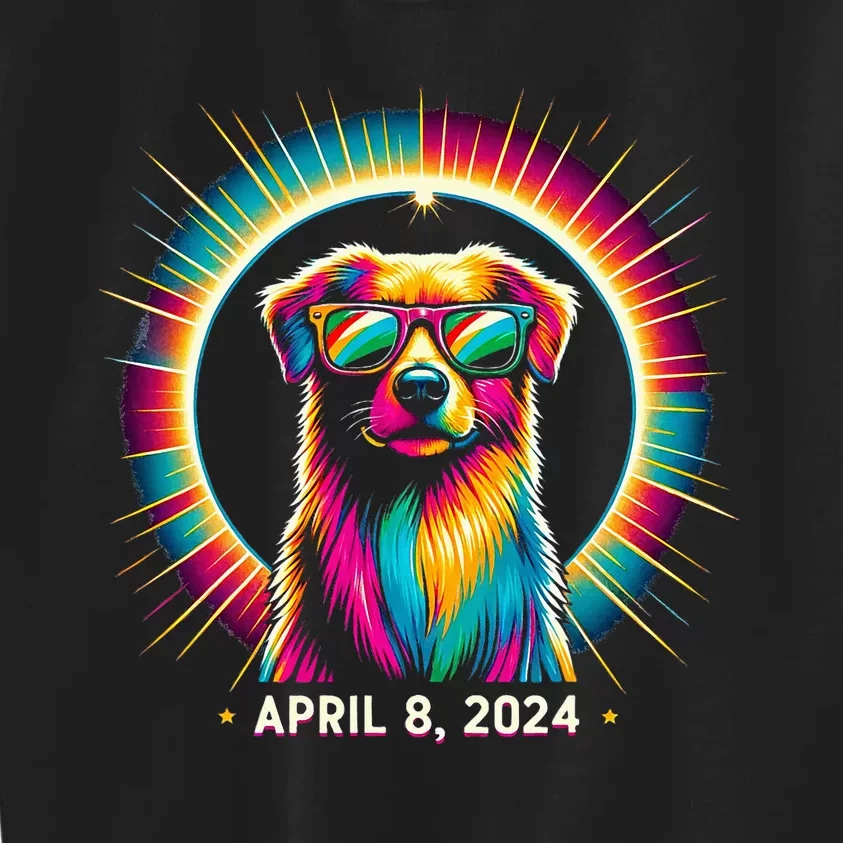 2024 Solar Eclipse dog Wearing Solar Eclipse Glasses Kids Sweatshirt